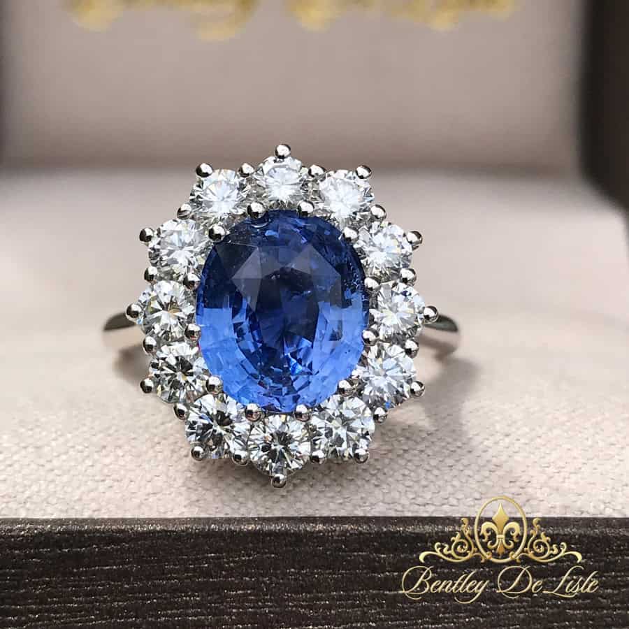 Cornflower Blue Sapphire Cluster Ring Bentley De Lisle